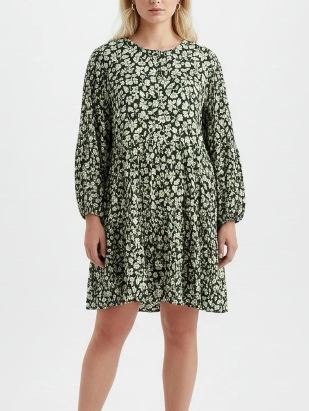 Old Navy Green Floral Long Sleeve Dress